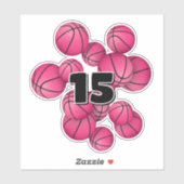 kinder trui nummer roze basketballen sticker (Vel)