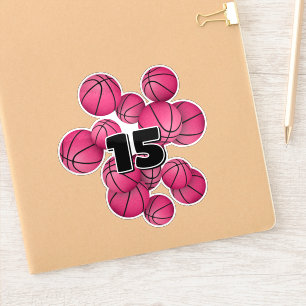 kinder trui nummer roze basketballen sticker