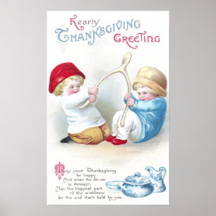 Kinder Tug over de  Thanksgiving van Giant Wishbon Poster