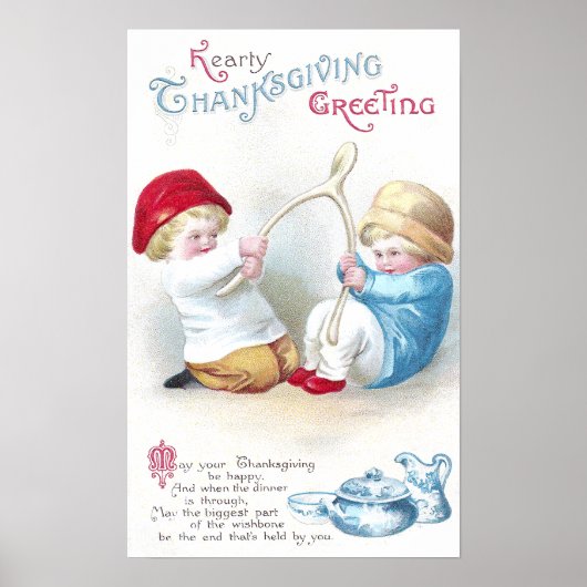 Kinder Tug over de  Thanksgiving van Giant Wishbon Poster (Voorkant)