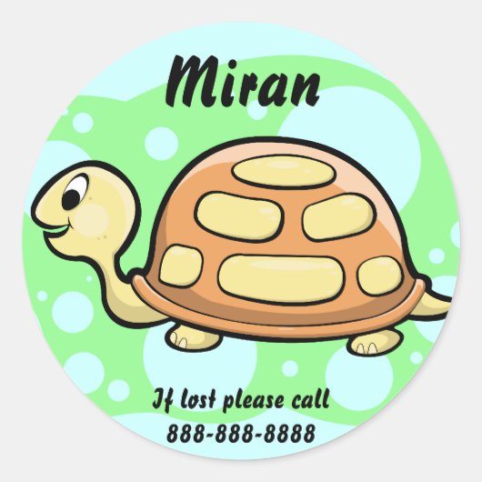 Kinder Turtle ID Badge Ronde Sticker (Voorkant)