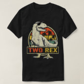 Kinder twee 2e verjaardag tweede dinosaurus 2 jaar t-shirt (Design voorkant)