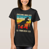 Kinder twee 2e verjaardag tweede dinosaurus 2 jaar t-shirt (Voorkant)
