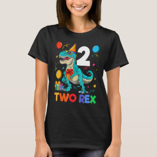 Kinder twee 2e verjaardag tweede dinosaurus 2 jaar t-shirt