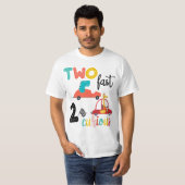 Kinder twee snelle 2 nieuwsgierige 2e verjaardag j t-shirt (Voorkant volledig)