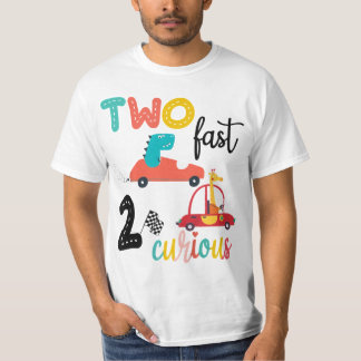 Kinder twee snelle 2 nieuwsgierige 2e verjaardag j t-shirt