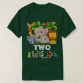 Kinder twee wilde dierentuin Theme Birthday Safari T-shirt (Design voorkant)