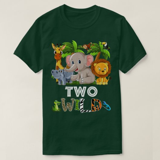 Kinder twee wilde dierentuin Theme Birthday Safari T-shirt (Design voorkant)