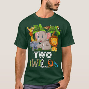 Kinder twee wilde dierentuin Theme Birthday Safari T-shirt