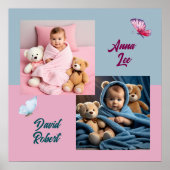 Kinder Tweeling Sweet 2 Foto's Custom Poster (Voorkant)