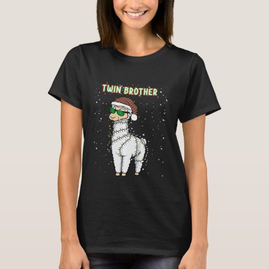 Kinder tweelingbroer Llama houdt van kerst T-shirt (Voorkant)
