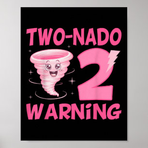 Kinder Two-Nado Waarschuwing 2e Verjaardag Roze To Poster