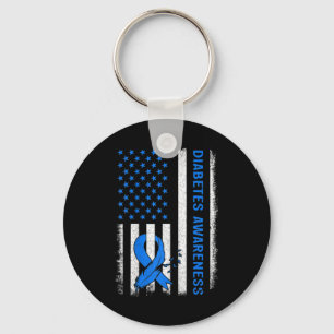 Kinder Type 1 Diabetes Awareness American US Flag Sleutelhanger