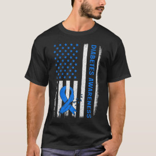 Kinder Type 1 Diabetes Awareness American US Flag T-shirt