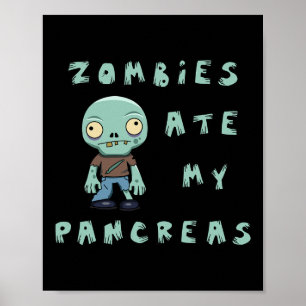 Kinder Type 1 Diabetes Halloween - Zombies Ate Pan Poster