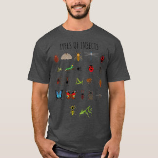 Kinder types van insecteninsectenidentificatie t-shirt