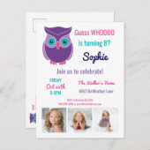 Kinder uil verjaardagsfeestje schattige dier aange uitnodiging briefkaart (Voorkant / Achterkant)