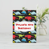 Kinder uitnodiging Dinosaur Birthday (Staand voorkant)