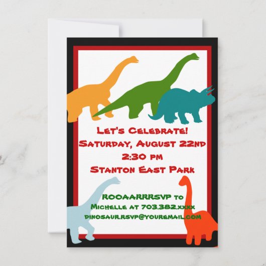 Kinder uitnodiging Dinosaur Birthday (Achterkant)