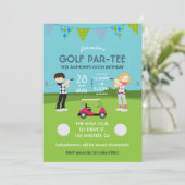 Kinder uitnodiging Golf Theme Birthday (Staand voorkant)