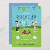 Kinder uitnodiging Golf Theme Birthday (Voorkant / Achterkant)