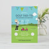 Kinder uitnodiging Golf Theme Birthday (Staand voorkant)