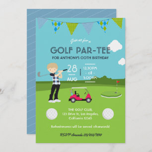 Kinder uitnodiging Golf Theme Birthday