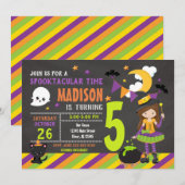 Kinder uitnodiging tot geboorte Halloween - Witch  (Voorkant / Achterkant)