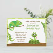 Kinder uitnodiging tot geboorte van een reptielpar (Staand voorkant)