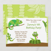 Kinder uitnodiging tot geboorte van een reptielpar (Voorkant / Achterkant)