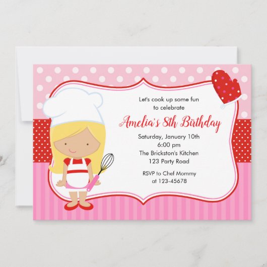 Kinder uitnodiging tot het koken van de dag (bakke (Voorkant)