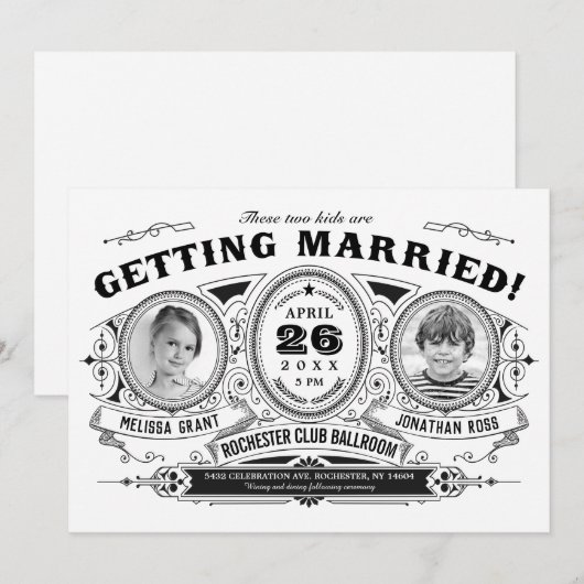 Kinder uitnodiging tot het trekken van een fotowed (Voorkant / Achterkant)