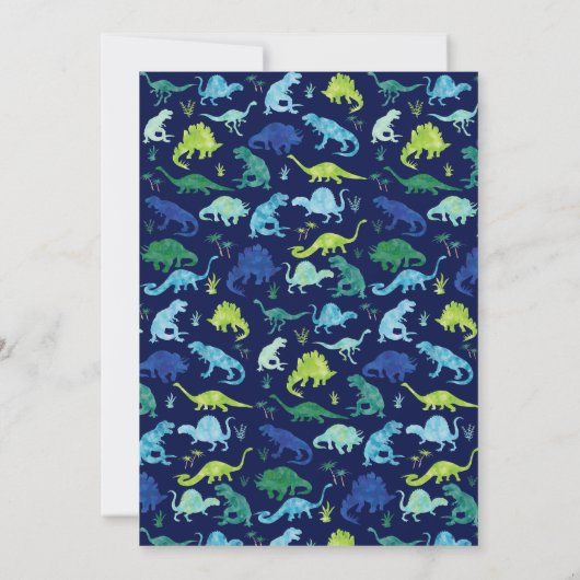Kinder uitnodiging tot Waterverf Dinosaur Birthday (Achterkant)