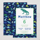 Kinder uitnodiging tot Waterverf Dinosaur Birthday (Voorkant / Achterkant)