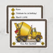 Kinder uitnodiging van Concrete Truck (Voorkant / Achterkant)