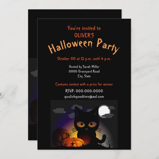 Kinder uitnodiging van Costume Halloween Party (Voorkant / Achterkant)