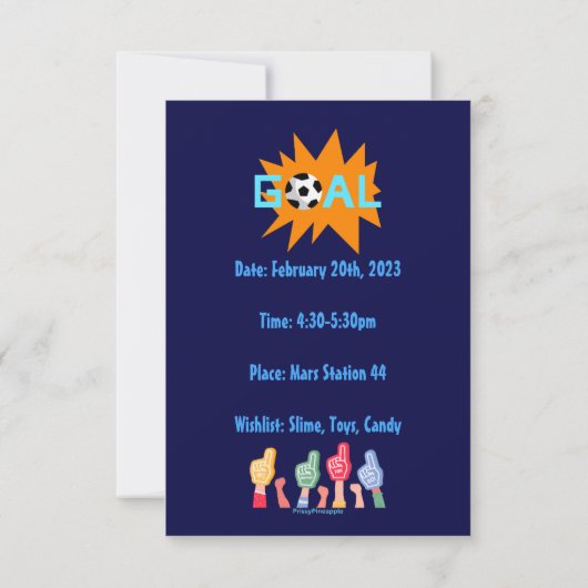 Kinder uitnodiging van de Birthday-partij (Achterkant)