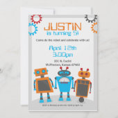 Kinder uitnodiging van de Birthday-partij Robot (Voorkant)