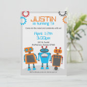 Kinder uitnodiging van de Birthday-partij Robot (Staand voorkant)
