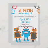 Kinder uitnodiging van de Birthday-partij Robot (Voorkant / Achterkant)