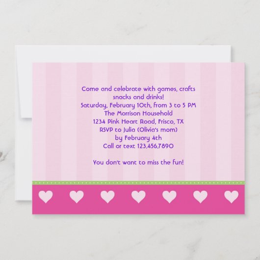 Kinder uitnodiging van de Birthday Party van de Va (Achterkant)