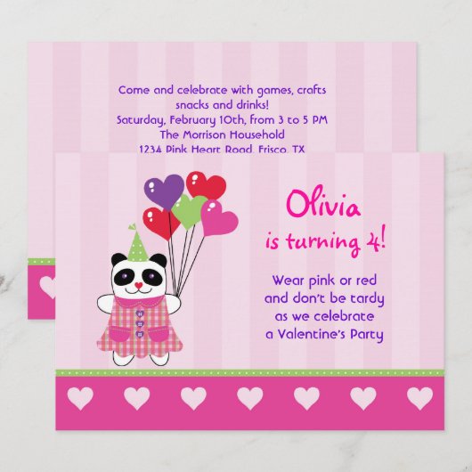 Kinder uitnodiging van de Birthday Party van de Va (Voorkant / Achterkant)