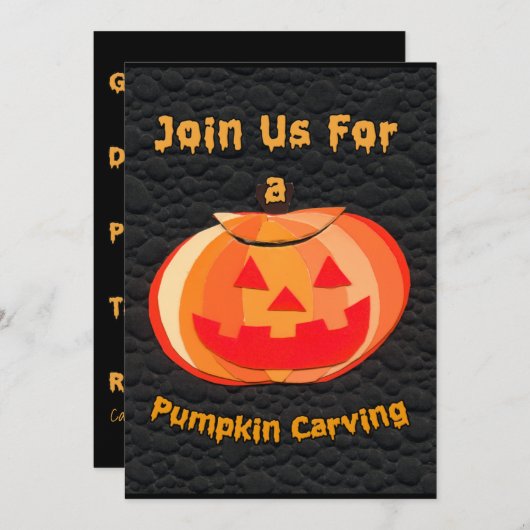 Kinder uitnodiging van de Halloween Pumpkin Carvin (Voorkant / Achterkant)