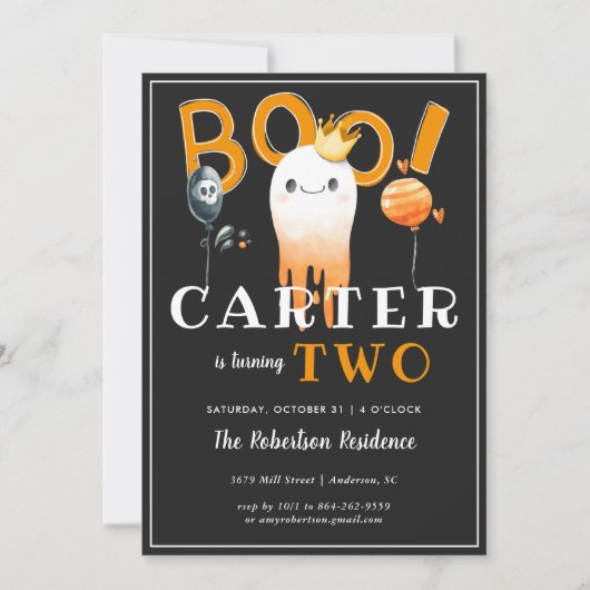 Kinder uitnodiging van de partij Halloween Birthda (Voorkant)