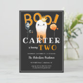 Kinder uitnodiging van de partij Halloween Birthda (Staand voorkant)