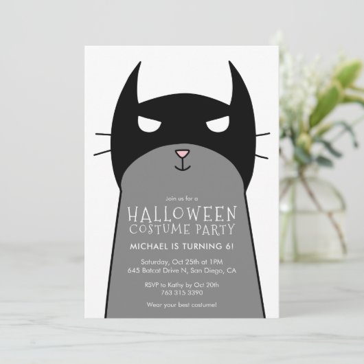 Kinder uitnodiging van de partij Halloween Birthda (Staand voorkant)