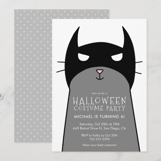 Kinder uitnodiging van de partij Halloween Birthda (Voorkant / Achterkant)