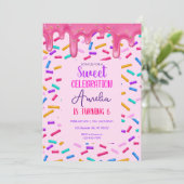 Kinder uitnodiging van Donut Birthday (Staand voorkant)