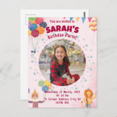 kinder uitnodiging verjaardagsfeestje (meisje) (Voorkant / Achterkant)