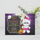 Kinder uitnodiging voor Birthday Halloween / Mummy (Staand voorkant)
